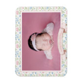 Blauw en roze Grandmillennial Flower Foto Baby Magneet (Verticaal)