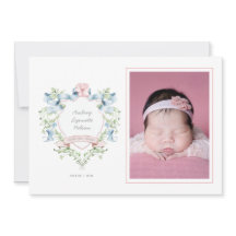 Blauw en roze Grandmillennial Ribbon Crest Baby