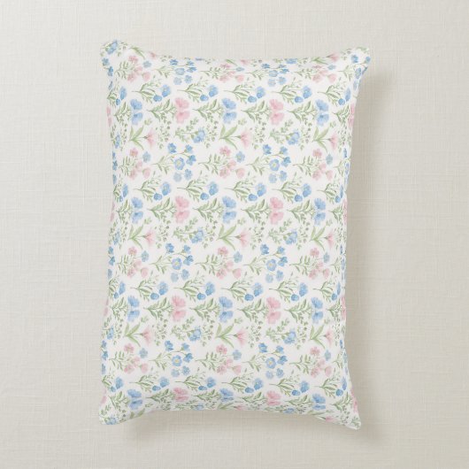 Blauw en roze Grandmillennial Ribbon Crest Baby Accent Kussen (Achterkant (Verticaal))