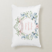 Blauw en roze Grandmillennial Ribbon Crest Baby Accent Kussen (Voorkant(Verticaal))