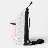 Blauw en roze Grandmillennial Ribbon Crest Baby Sling Bag (Rechts)