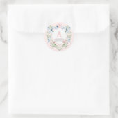 Blauw en roze Grandmillennial Ribbon Crest Ronde Sticker (Tas)