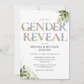 Blauw en Roze Groene Brief Gender Reveal Party Kaart (Voorkant)