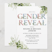 Blauw en Roze Groene Brief Gender Reveal Party Kaart (Voorkant / Achterkant)