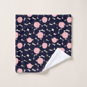 Blauw en roze groot stippatroon bad handdoek (Wasdoekje)