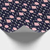 Blauw en roze groot stippatroon cadeaupapier (Hoek)