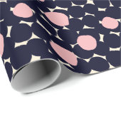 Blauw en roze groot stippatroon cadeaupapier (Rol Hoek)