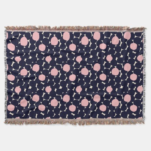 Blauw en roze groot stippatroon deken (Voorkant)