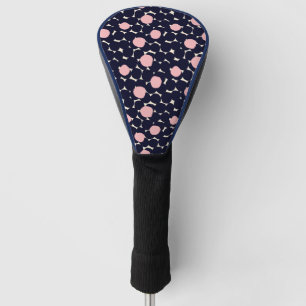 Blauw en roze groot stippatroon golfheadcover