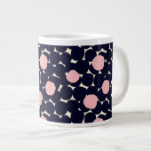 Blauw en roze groot stippatroon grote koffiekop (Voorkant rechts)