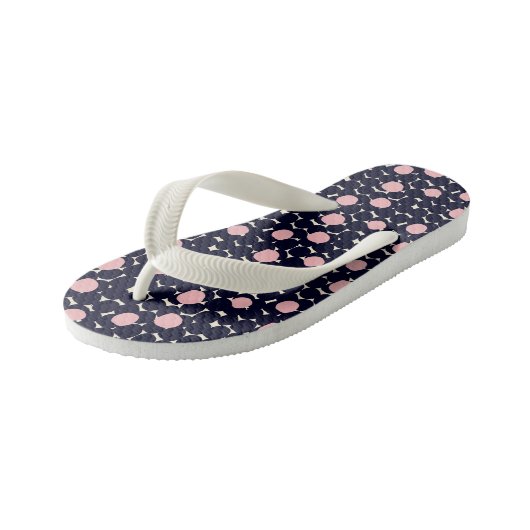 Blauw en roze groot stippatroon kinder teenslippers (Schuin)