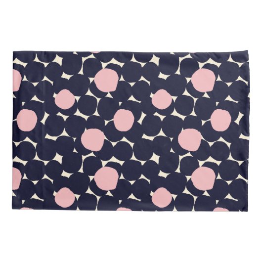 Blauw en roze groot stippatroon kussensloop (Achterkant-Links)