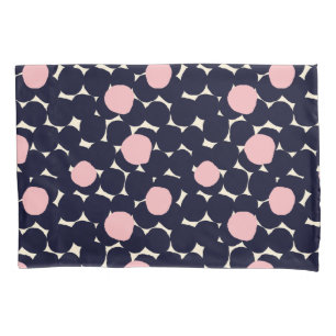 Blauw en roze groot stippatroon kussensloop