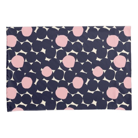 Blauw en roze groot stippatroon kussensloop (Voorkant-Rechts)