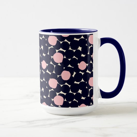 Blauw en roze groot stippatroon mok (Rechts)
