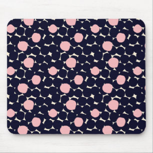 Blauw en roze groot stippatroon muismat