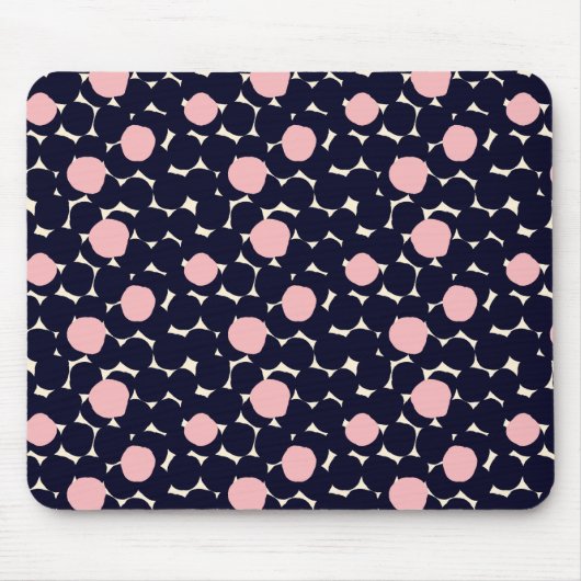 Blauw en roze groot stippatroon muismat (Voorkant)