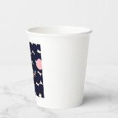 Blauw en roze groot stippatroon papieren bekers (Achterkant)