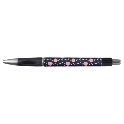 Blauw en roze groot stippatroon pen (Voorkant)
