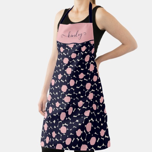 Blauw en roze groot stippatroon schort (Insitu)