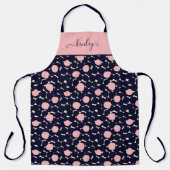 Blauw en roze groot stippatroon schort (Voorkant)