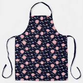 Blauw en roze groot stippatroon schort (Voorkant)