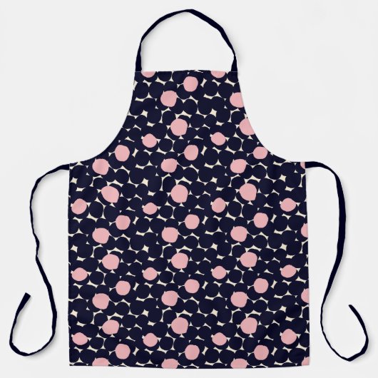 Blauw en roze groot stippatroon schort (Voorkant)