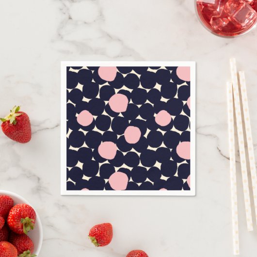 Blauw en roze groot stippatroon servet (Insitu)