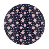 Blauw en roze groot stippatroon snijplank (Voorkant)