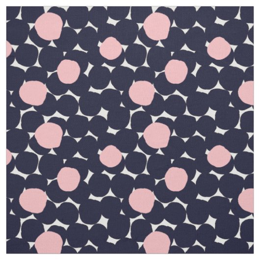 Blauw en roze groot stippatroon stof (Swatch)