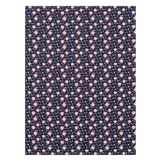 Blauw en roze groot stippatroon tafelkleed (Voorkant)