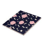 Blauw en roze groot stippatroon tegeltje (Zijkant)