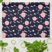 Blauw en roze groot stippatroon theedoek (Gevouwen)