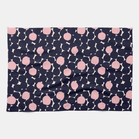 Blauw en roze groot stippatroon theedoek (Horizontaal)