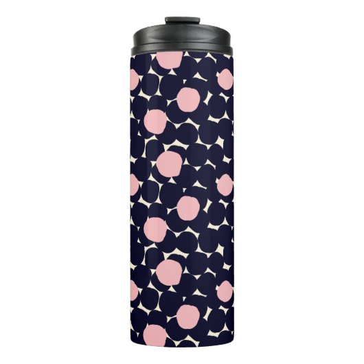 Blauw en roze groot stippatroon thermosbeker (Voorkant)