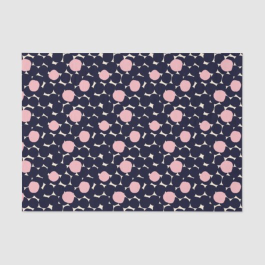 Blauw en roze groot stippatroon tissuepapier (Voorkant)