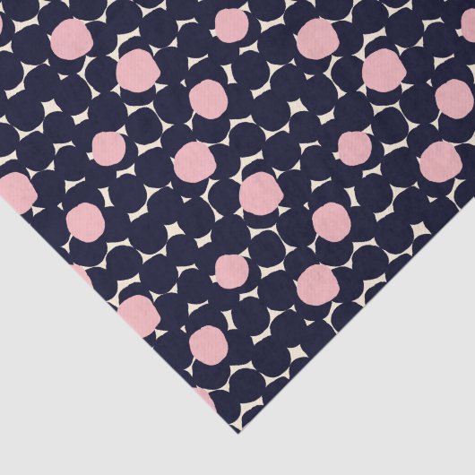 Blauw en roze groot stippatroon tissuepapier (Detail)