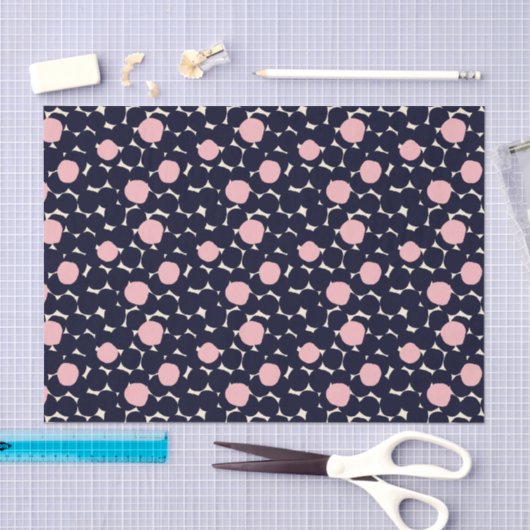 Blauw en roze groot stippatroon tissuepapier (Craft)