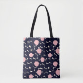 Blauw en roze groot stippatroon tote bag (Voorkant)
