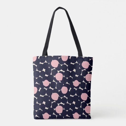 Blauw en roze groot stippatroon tote bag (Achterkant)