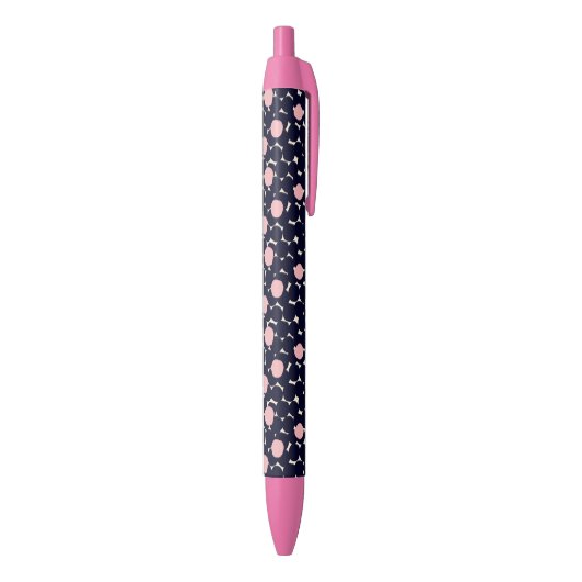 Blauw en roze groot stippatroon zwarte inkt pen (Achterkant (Verticaal))