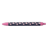 Blauw en roze groot stippatroon zwarte inkt pen (Voorkant)