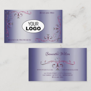 Blauw en Roze Hoek Logo Ornamental Visitekaartje