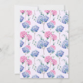 Blauw en Roze Hortensia Bloemstuk Pensioenfeest Kaart (Achterkant)