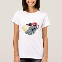 Blauw en Roze Hydrangea Bloem theekopje Schilderen T-shirt