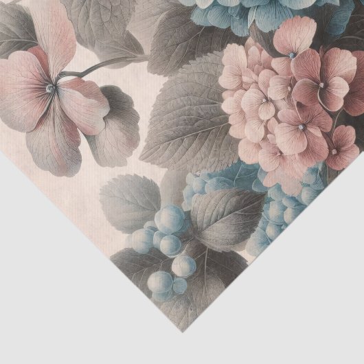 blauw en roze Hydrangea Decoupage Tissuepapier (Detail)