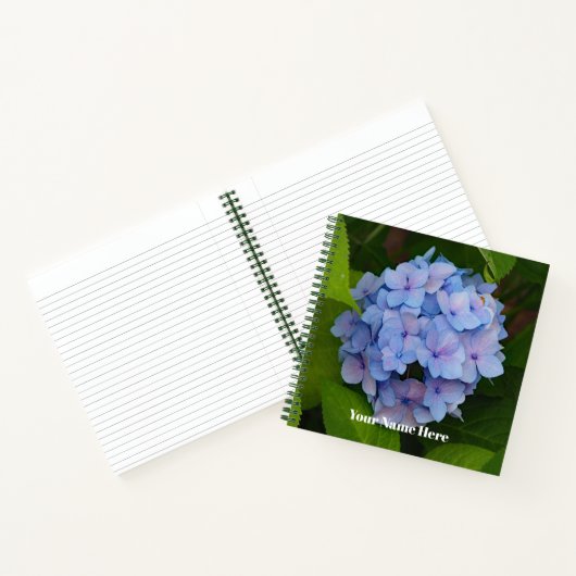  Blauw en Roze Hydrangea Floral Foto Notitieboek (Binnen)