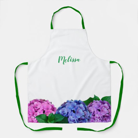 Blauw en roze hydrangea Floral Schort (Voorkant)