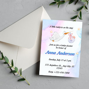 Blauw en roze illustratief Baby shower Kaart