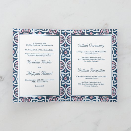 Blauw en Roze Islamitische Arabesque Moslim Bruilo (Binnen)